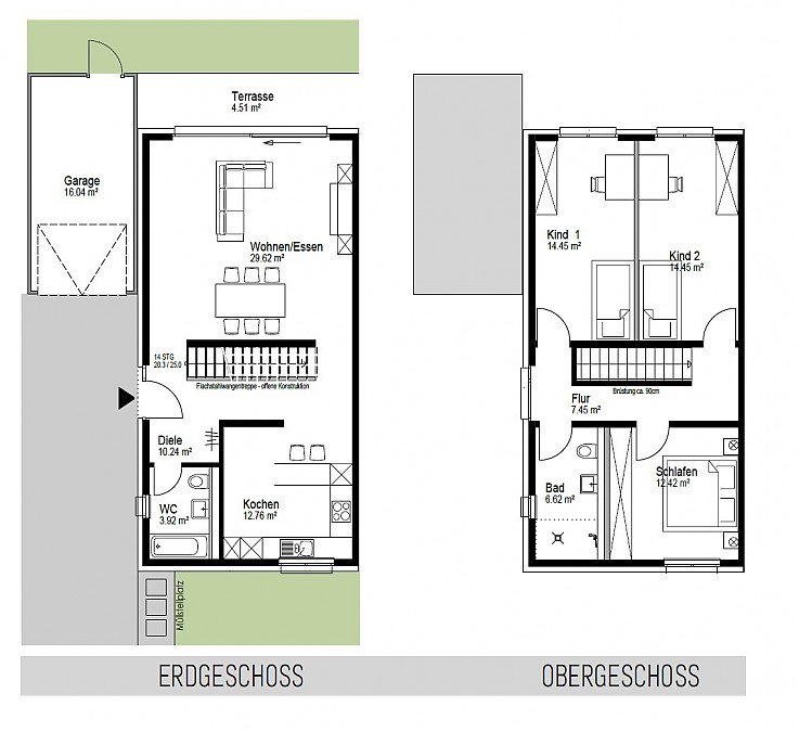 Foto Grundriss im Erd- und Obergeschoss