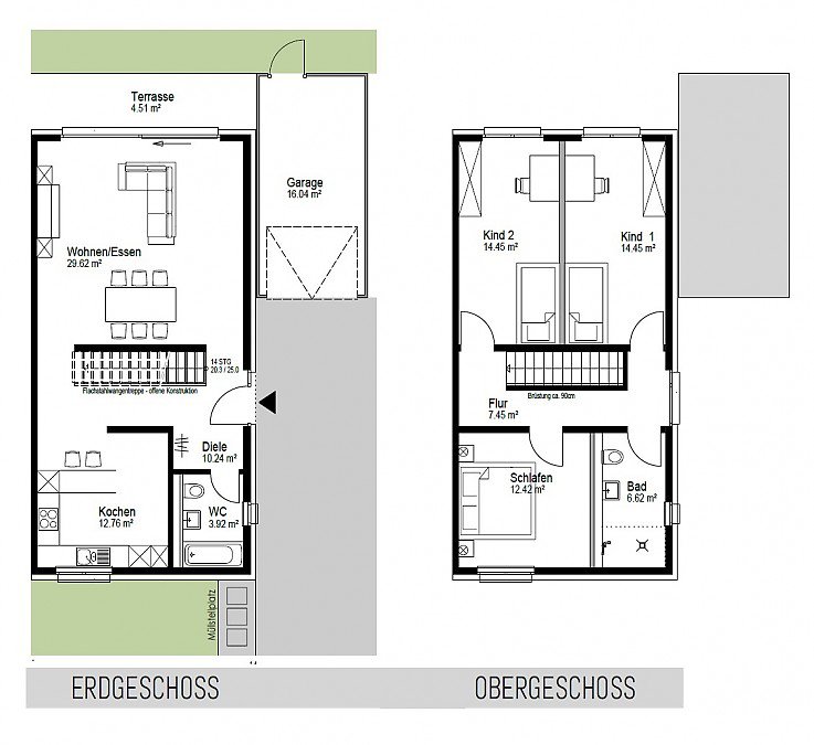 Foto Grundriss im Erd- und Obergeschoss
