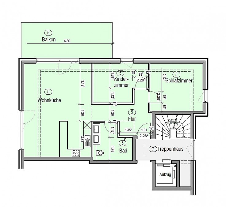 Foto Grundriss Wohnung Nr. 5