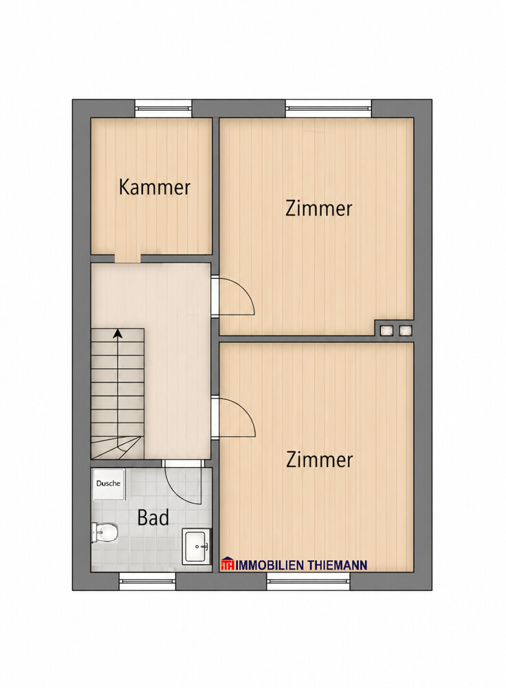 (36) Der Hausgrundriss im Obergeschoss Reihenmittelhaus Bottrop / Eigen