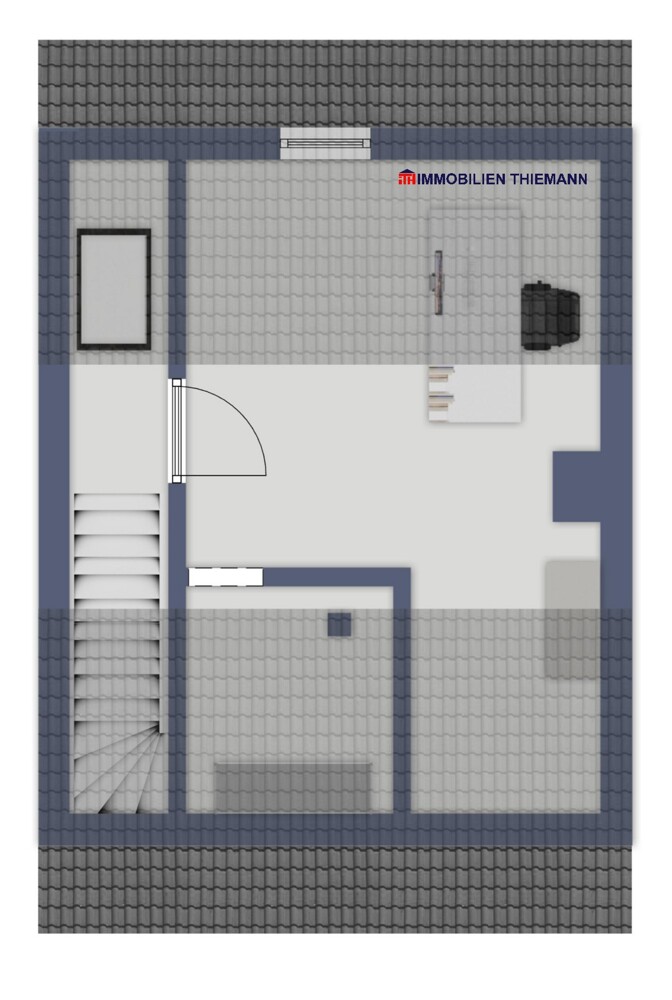 (36) Der Hausgrundriss im Dachgeschoss Reihenmittelhaus Bottrop / Batenbrock