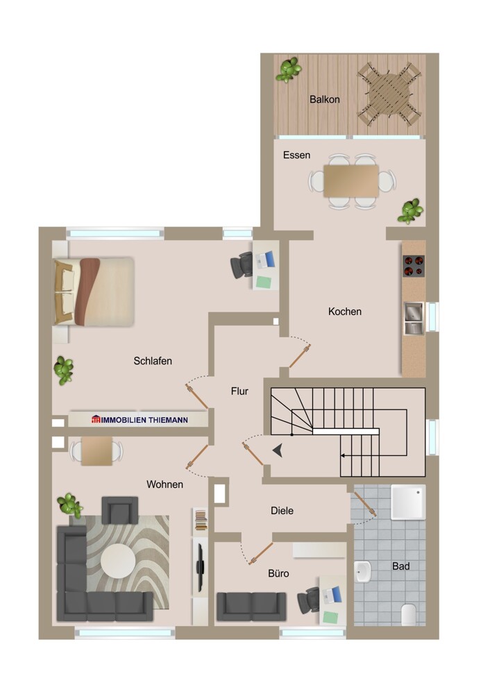 (21) Der Wohnungsgrundriss im Detail Etagenwohnung Bottrop / Stadtmitte