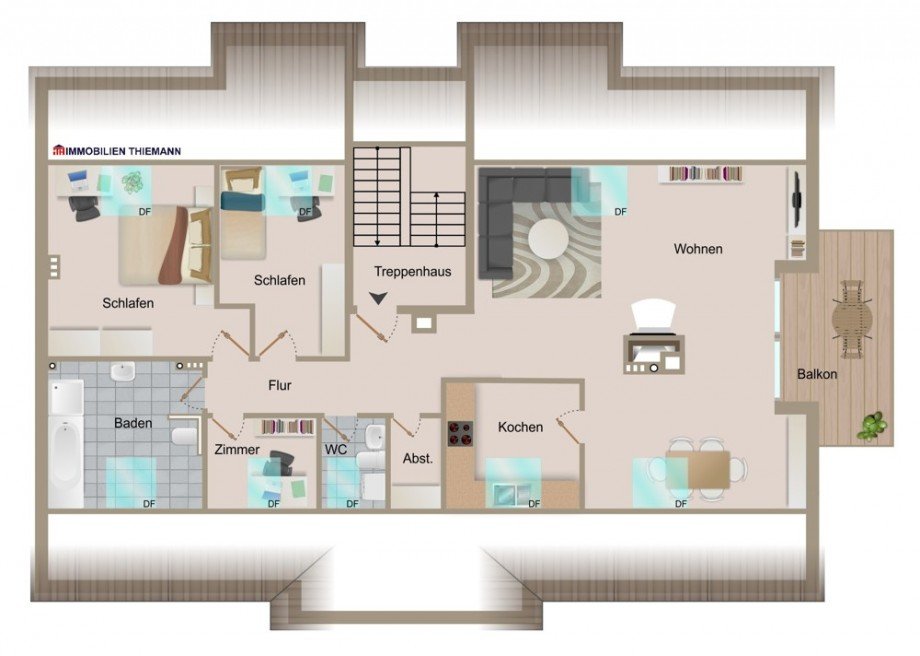 (30) Der Wohnungsgrundriss im Detail Dachgeschosswohnung Bottrop / Vonderort