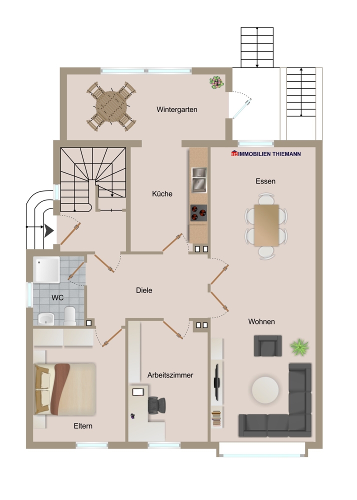 (40) Der Hausgrundriss im Erdgeschoss Mehrfamilienhaus Bottrop / Fuhlenbrock