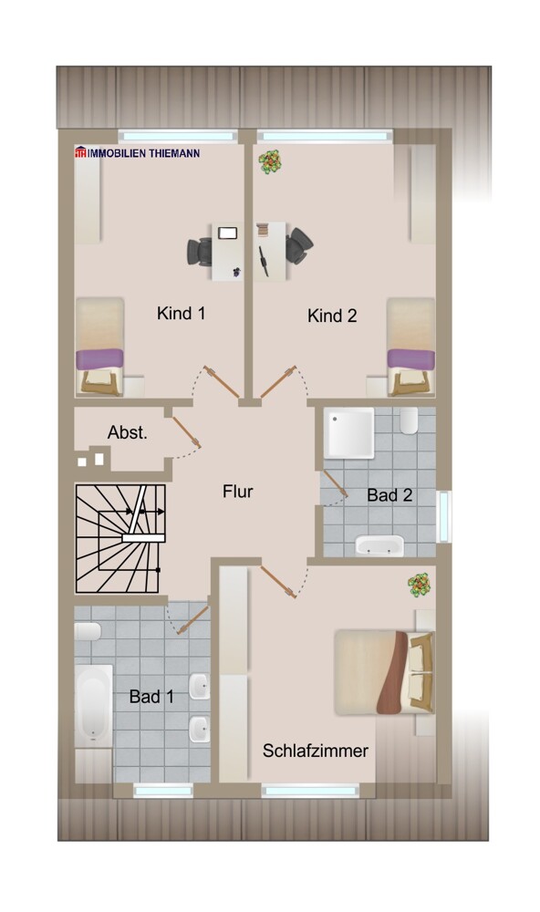 (34) Der Hausgrundriss im Obergeschoss Doppelhaush�lfte Bottrop / Fuhlenbrock