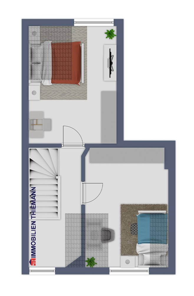 (28) Der Hausgrundriss im Dachgeschoss Reihenmittelhaus Oberhausen / Sterkrade-Mitte