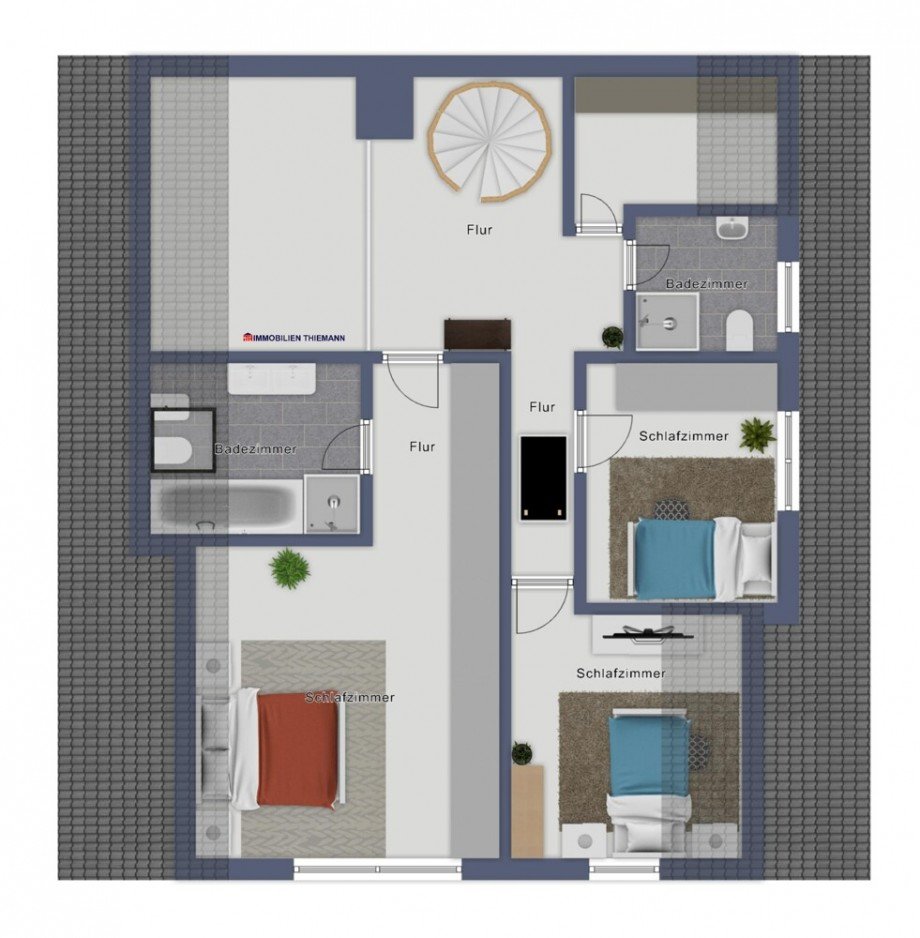 (45) Der Hausgrundriss im Obergeschoss Einfamilienhaus Bottrop / Grafenwald