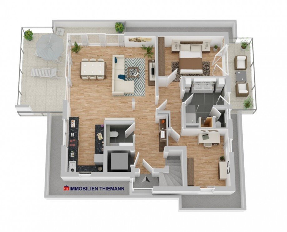 (19) Der Wohnungsgrundriss des Penthouses im Detail Penthousewohnung Bottrop / Fuhlenbrock