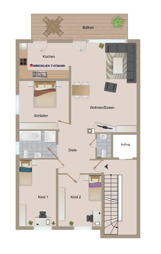 (24) Der Wohnungsgrundriss im Detail Etagenwohnung Bottrop / Stadtmitte