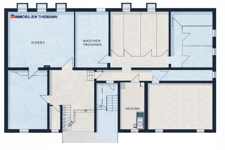 (53) Der Hausgrundriss im Kellergeschoss Mehrfamilienhaus Gladbeck / Gladbeck-Brauck