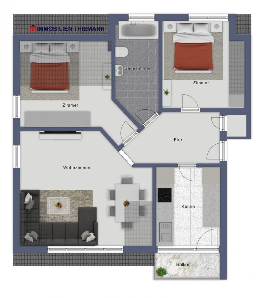 (24) Der Wohnungsgrundriss im Detail Dachgeschosswohnung Bottrop / Batenbrock