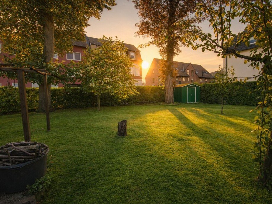 (24) Hier ein erster Eindruck von den gro�z�gigen Gartenfl�chen auf dem Grundst�ck Doppelhaush�lfte Bottrop / Stadtmitte