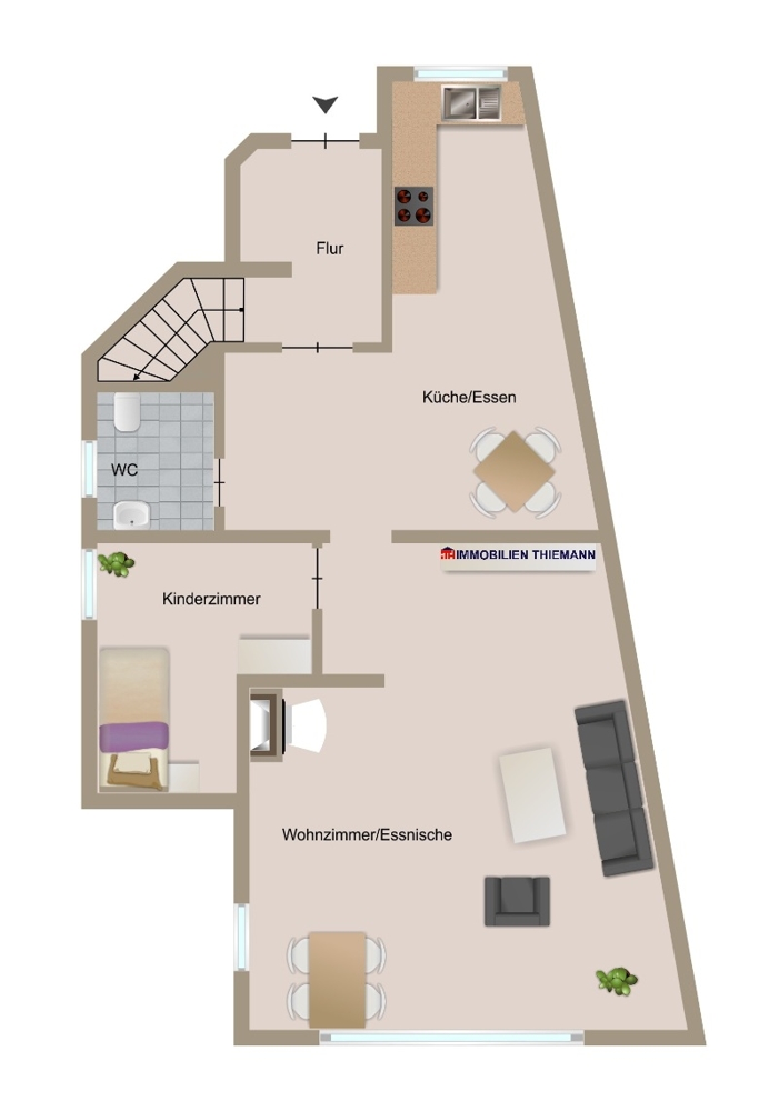 (50) Der Grundriss im Hinterhaus EG Haus Bottrop / Stadtmitte