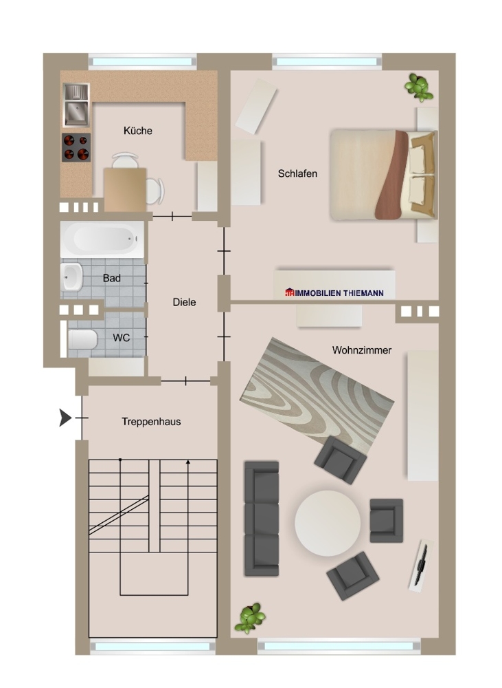 (24) Der Wohnungsgrundriss im Detail Etagenwohnung Bottrop / Batenbrock