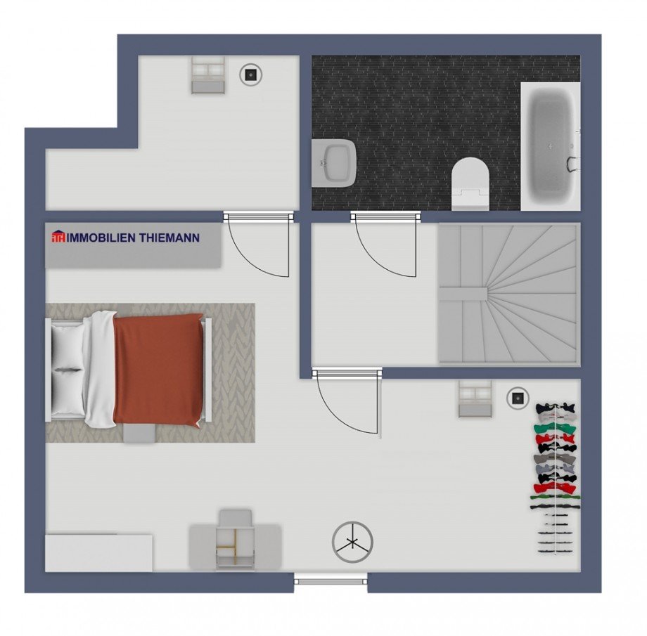 (32) Der Wohnungsgrundriss im Dachgeschoss Maisonettewohnung Bottrop / Welheim