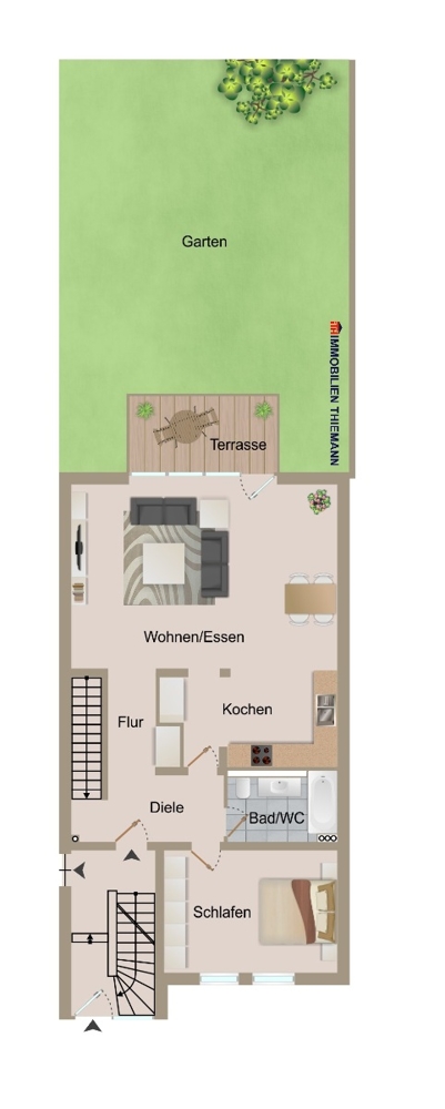 (20) Der Wohnungsgrundriss im Erdgeschoss Erdgeschosswohnung Bottrop / Bottrop-Vonderort