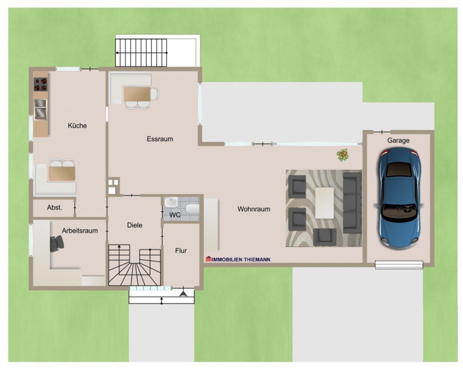 (38) Der Hausgrundriss im Erdgeschoss Einfamilienhaus Bottrop / Fuhlenbrock