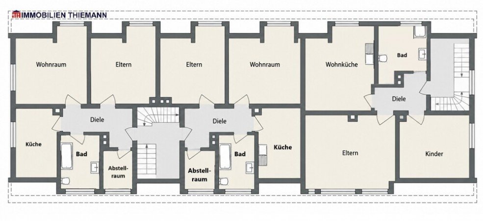 (45) Der Hausgrundriss im Dachgeschoss Mehrfamilienhaus Bottrop / Stadtmitte