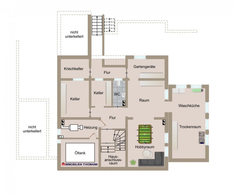 (23) Der Hausgrundriss im Keller Zweifamilienhaus Bottrop / Lehmkuhle