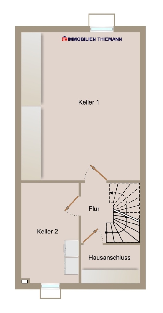 (26) Der Hausgrunriss im Kellergeschoss Reihenmittelhaus Essen / Altenessen-Nord