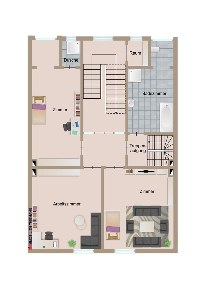 (40) Der Hausgrundriss im Dachgeschoss Mehrfamilienhaus Bottrop / Stadtmitte