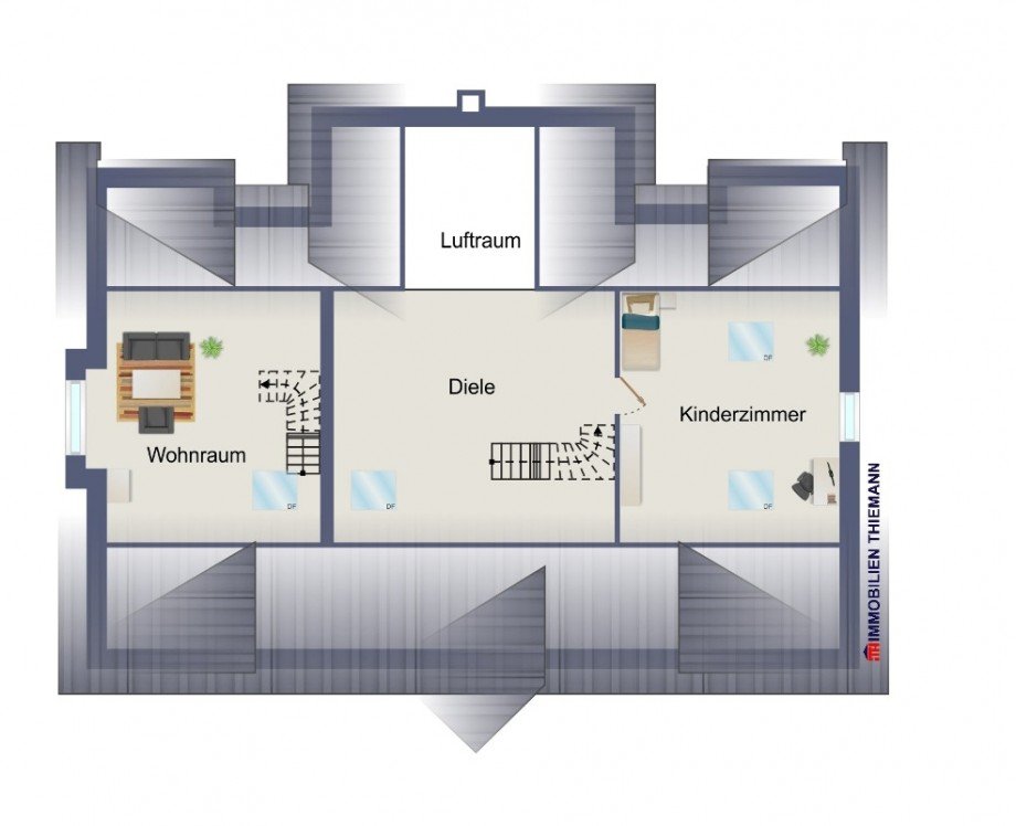 (46) Der Hausgrundriss im Spitzboden Mehrfamilienhaus Oberhausen / Klosterhadt-S�d