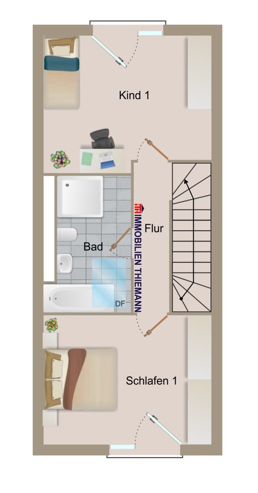 (28) Der Hausgrundriss im Obergeschoss Einfamilienhaus Bottrop / Boy