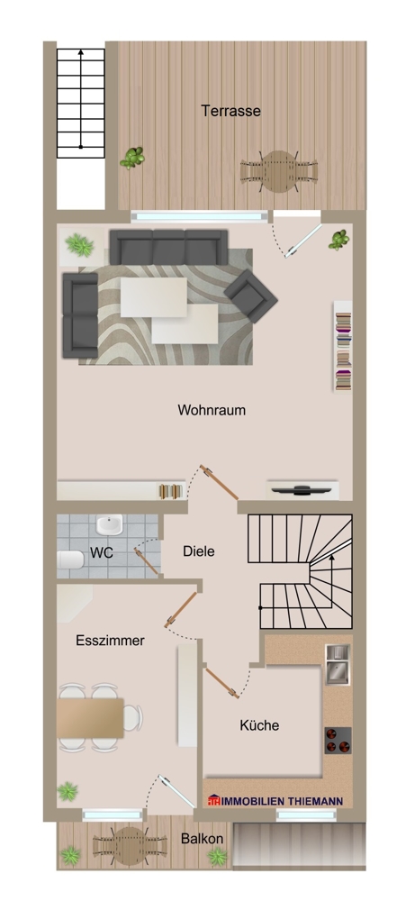 (29) Der Hausgrundriss im 1. Obergeschoss Reihenhaus Bottrop / Lehmkuhle