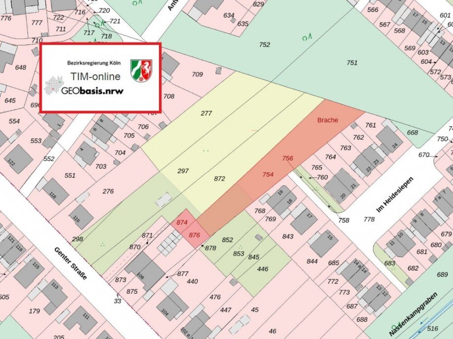 (8) Ein Blick auf das Flurst�ck (Quellangabe- TIM Online NRW) Wohngrundst�ck Oberhausen