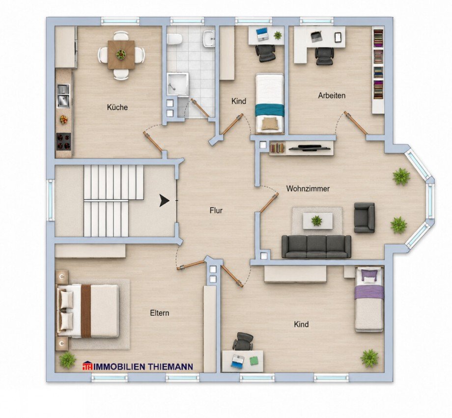 (43) Der Hausgrundriss im Obergeschoss Mehrfamilienhaus Bottrop / Stadtmitte
