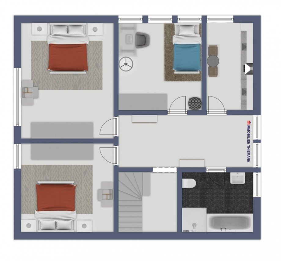(37) Der Hausgrundriss im 1. Obergeschoss Einfamilienhaus Bottrop / Batenbrock