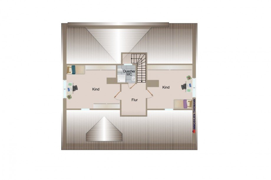 (32) Der Wohnungsgrundriss im Spitzboden Etagenwohnung Bottrop-Feldhausen