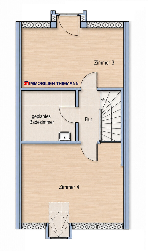 (34) Der Hausgrundriss im Dachgeschoss Reihenmittelhaus Bottrop / Boy