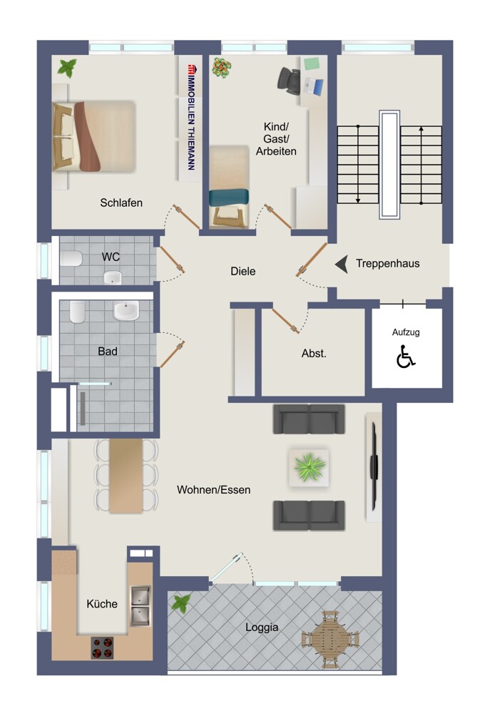 (28) Der Wohnungsgrundriss im Detail Etagenwohnung Oberhausen / Klosterhardt-Nord