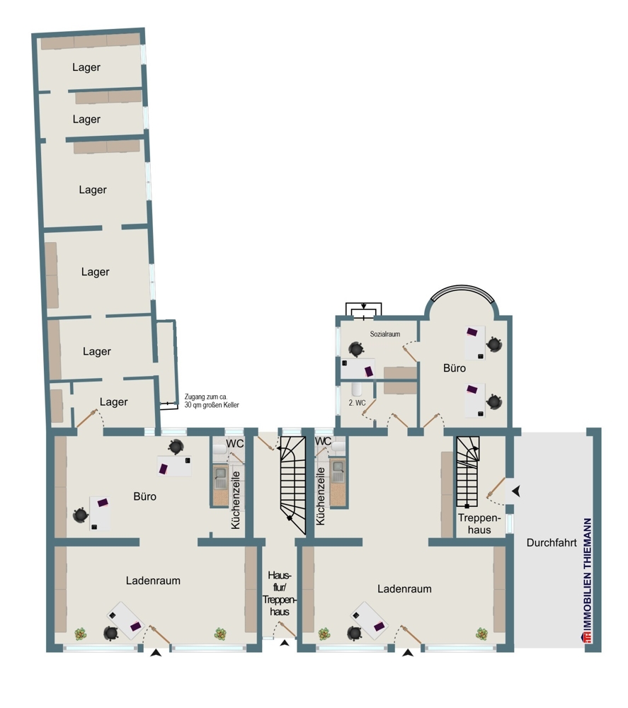 (43) Der Hausgrundriss im Erdgeschoss Haus Gelsenkirchen / Horst