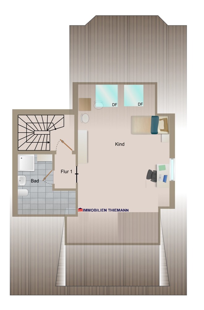 (37) Der Wohnungsgrundriss im Spitzboden Maisonettewohnung Bottrop / Vonderort