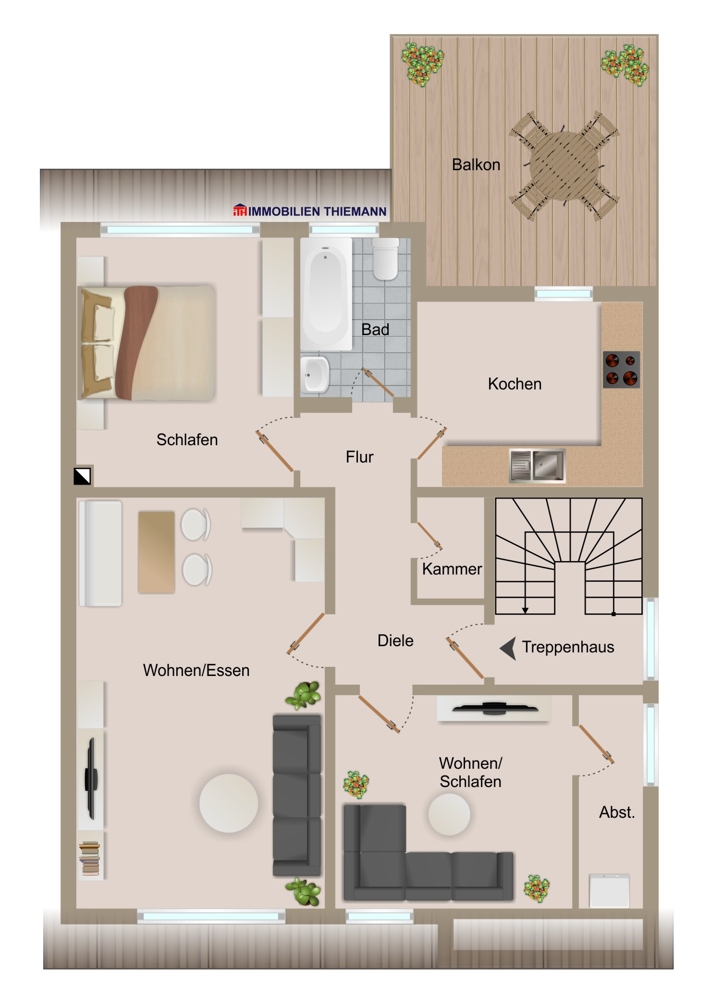 (38) Der Hausgrundriss im Obergeschoss Zweifamilienhaus Bottrop