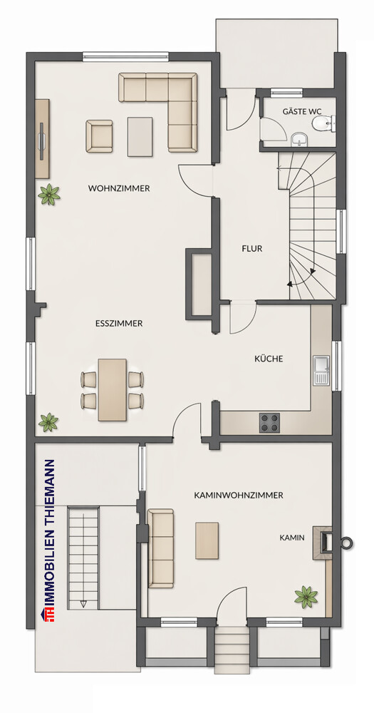 (56) Der (Vorder-) Hausgrundriss im Erdgeschoss Einfamilienhaus Bottrop / Stadmitte