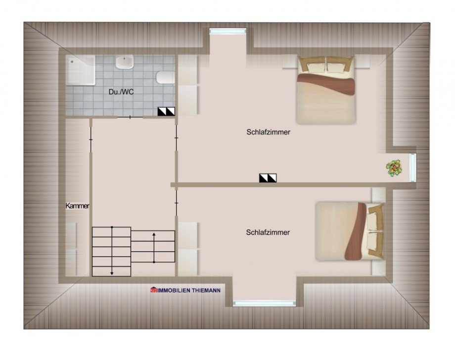 (42) Der Hausgrundriss im Dachgeschoss Zweifamilienhaus Bottrop / Stadtmitte