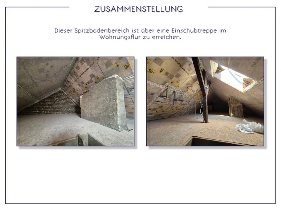 (19) Zusammenstellung des Spitzbodenbereichs Dachgeschosswohnung Oberhausen / Sterkrade-Mitte
