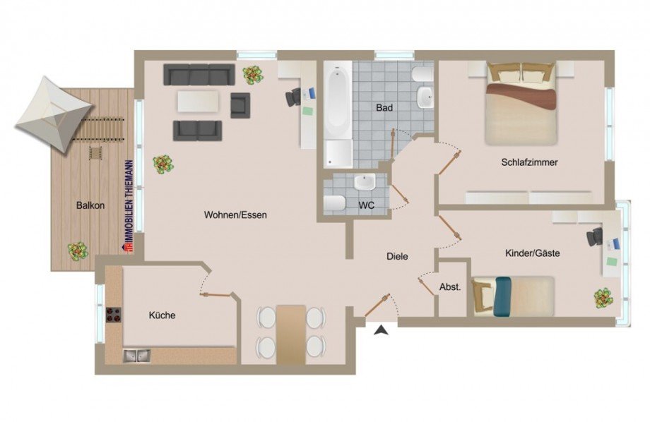 (27) Der Wohnungsgrundriss im Detail Etagenwohnung Bottrop / Stadtmitte