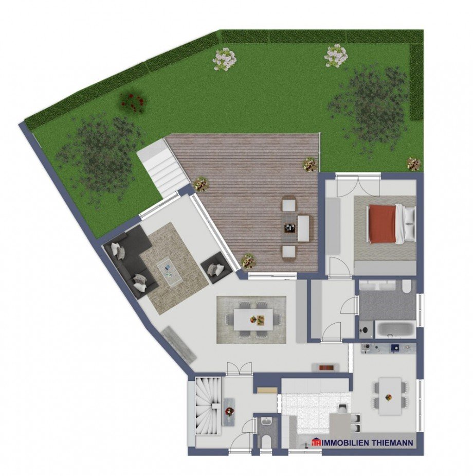 (33) Der Wohnungsgrundriss im Erdgeschoss Erdgeschosswohnung Bottrop / Stadtmitte