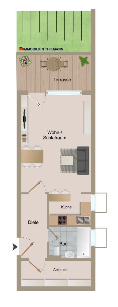 (21) Der Wohnungsgrundriss im Detail Souterrainwohnung Bottrop / Fuhlenbrock