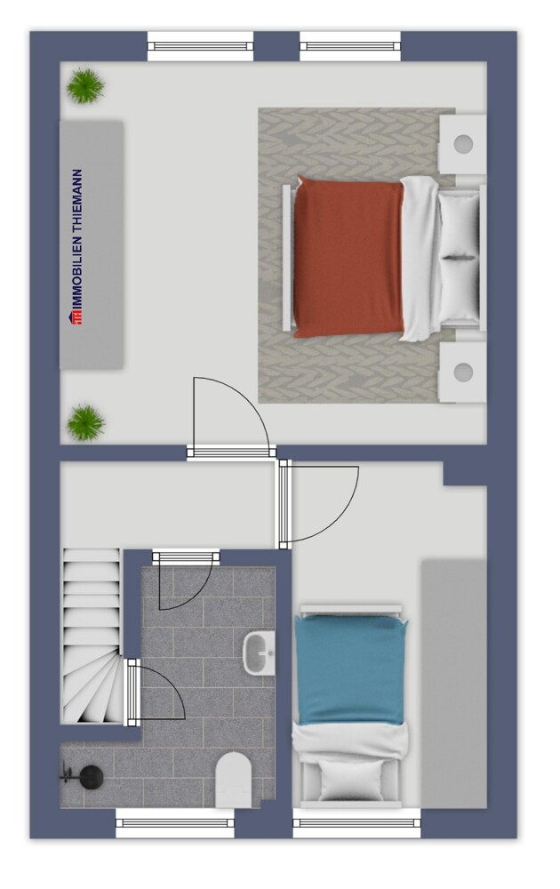 (35) Der Hausgrundriss im Obergeschoss Reihenmittelhaus Bottrop / Batenbrock