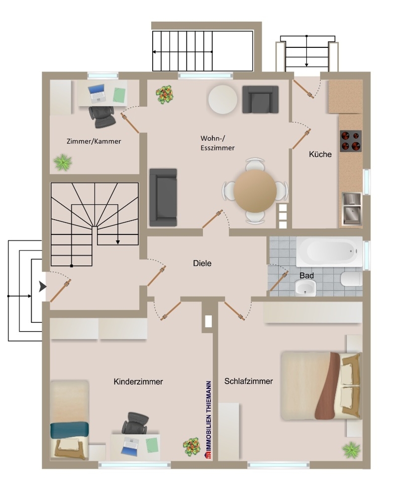 (52) Der Hausgrundriss im Erdgeschoss Mehrfamilienhaus Bottrop / Fuhlenbrock