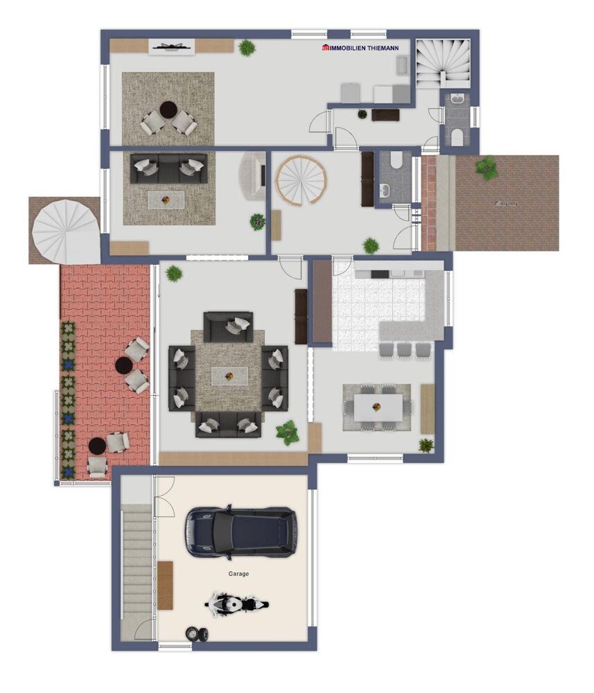 (44) Der Hausgrundriss im Erdgeschoss Einfamilienhaus Bottrop / Grafenwald