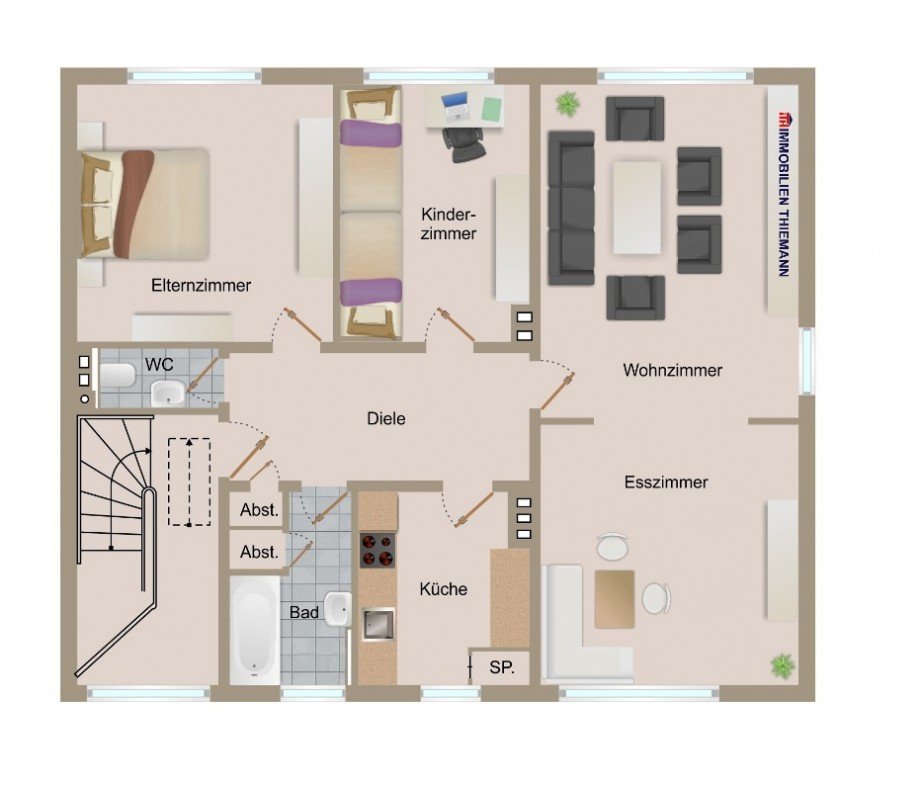 (23) Der Hausgrundriss im Obergeschoss Zweifamilienhaus Bottrop / Fuhlenbrock