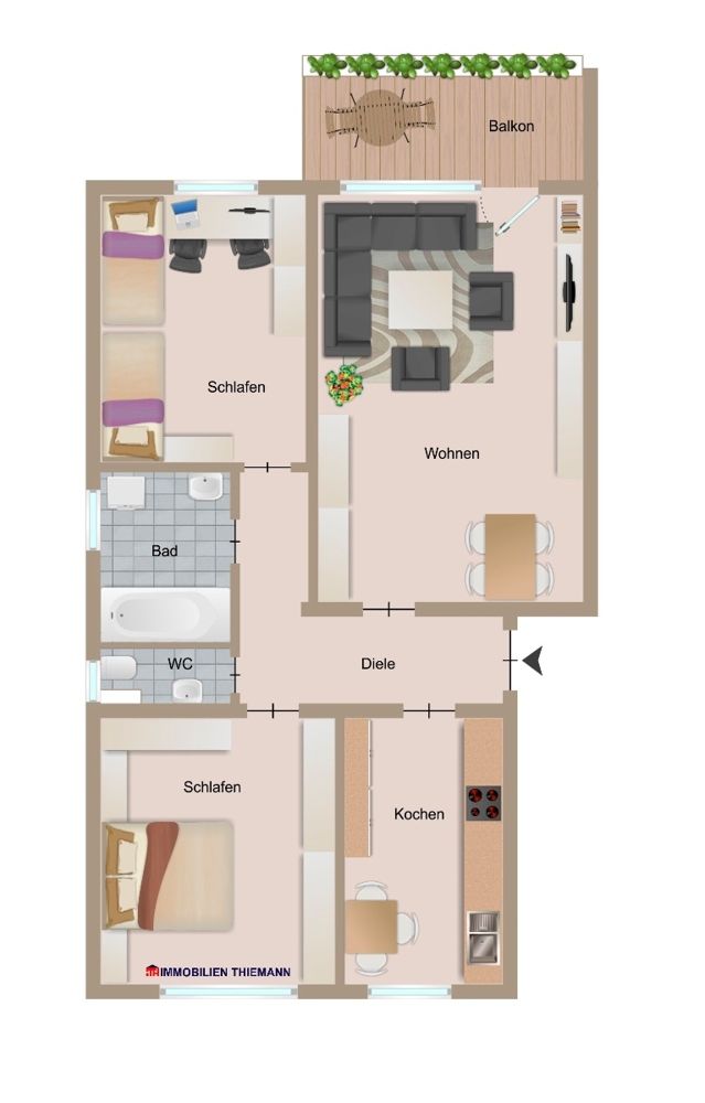 Der Wohnungsgrundriss im Detail Etagenwohnung Bottrop / Boy