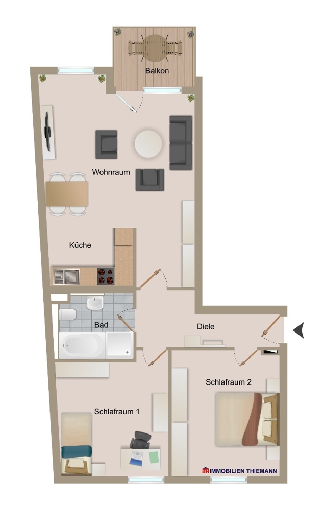 (26) Der Wohnungsgrundriss im Detail Etagenwohnung Bottrop / Stadtmitte