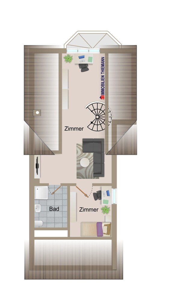 (42) Der Hausgrundriss im Dachgeschoss Reiheneckhaus Bottrop / Batenbrock